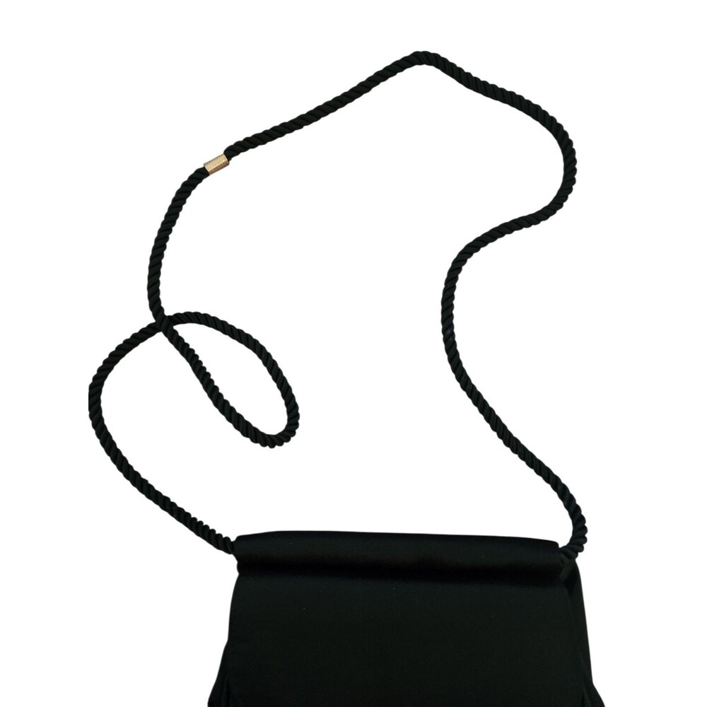 Bloomingdale’s Vintage Black Satin Evening Shoulder Bag Purse 80s 90s Formal - Picture 5 of 9